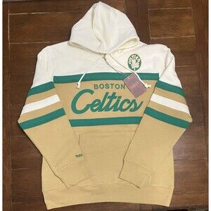 NWT Mitchell & Ness NBA Boston Celtics Head Coach Script Hoodie Mens L $110